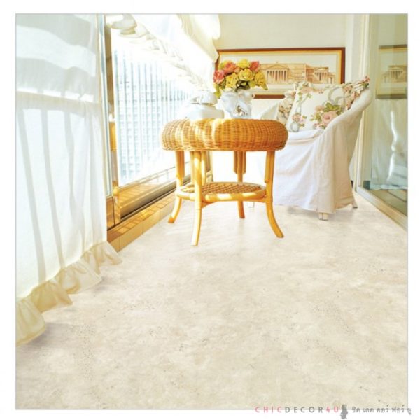 แผ่นปูพื้นลายปูนขัดมัน Beige Creme Stone RSF-12 หินขัดสีเบจ สีครีม หน้ากว้าง 95 ซม หนา 0.45 มม ยาวเมตรละ