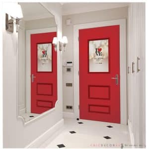 สติ๊กเกอร์ติดประตู สีแดง Front Door Love My Home HWS-28090 กว้าง 97 cm X สูง 210 cm