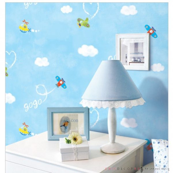 วอลเปเปอร์สติ๊กเกอร์ท้องฟ้าเครื่องบิน Sky and plane MPS-25 กว้าง 100ซม ยาวเมตรละ