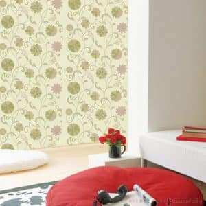 วอลไวนิลสติ๊กเกอร์ลายดอกไม้ สีเขียวม่วง PG9154-2 กว้าง60ซม ยาวเมตรละ