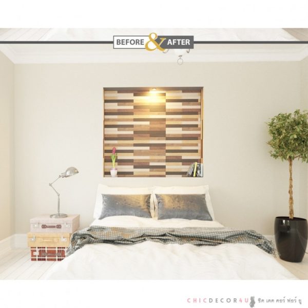 Wood Panel แผ่นไม้มีกาวติดผนังคละสี  ขนาด 60 ซม. x 5 ซม. หนา 0.3 ซม./แผ่น ราคากล่องละ