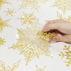สติ๊กเกอร์เกล็ดหิมะ สีทองกากเพชร Snowflake Christmas Sticker Gold PSC-58171