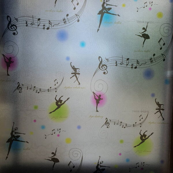 EW-027 สติ๊กเกอร์ฝ้าติดกระจกลายบัลเล่ย์ Jazz Music กว้าง 100ซม ยาวเมตรละ