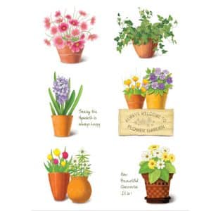 สติ๊กเกอร์ใส SD-11 ดอกไม้ 6 กระถาง 12 ชิ้น/ชุด