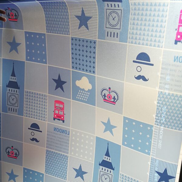WS-44 สติ๊กเกอร์ฝ้าติดกระจก รุ่นลอนดอน London Big Ben กว้าง 100ซม ยาวเมตรละ