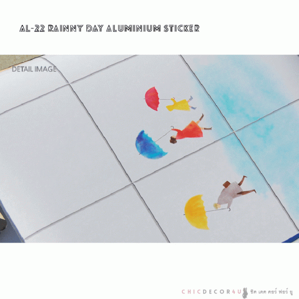 สติกเกอร์ฟรอยด์กันน้ำมันกระเด็น ลายเรนนี่เดย์ Rainny Day AL-22 ขนาด 45 X 75 เซนติเมตร