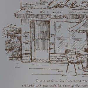 สติ๊กเกอร์ฝ้าติดกระจก ภาพวาดCafe ร้านกาแฟ BSC-269 กว้าง 90 X สูง 90 ซม