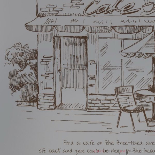 สติ๊กเกอร์ฝ้าติดกระจก ภาพวาดCafe ร้านกาแฟ BSC-269 กว้าง 90 X สูง 90 ซม