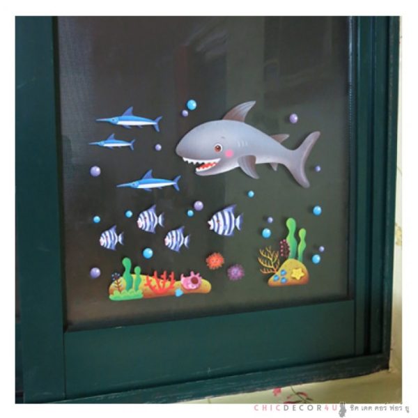 FDT-85014 สติกเกอร์ฉลาม Shark (เรืองแสง)