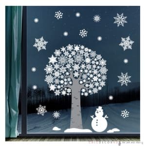 FDX-2105 สติกเกอร์คริสต์มาส Snow Flake Tree