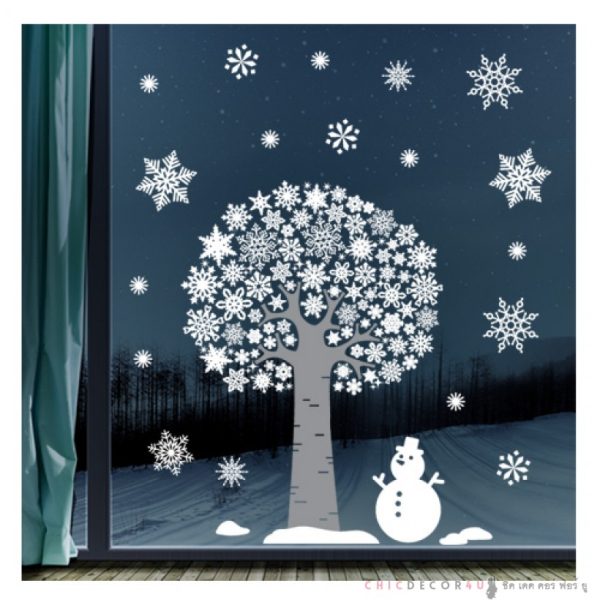 FDX-2105 สติกเกอร์คริสต์มาส Snow Flake Tree