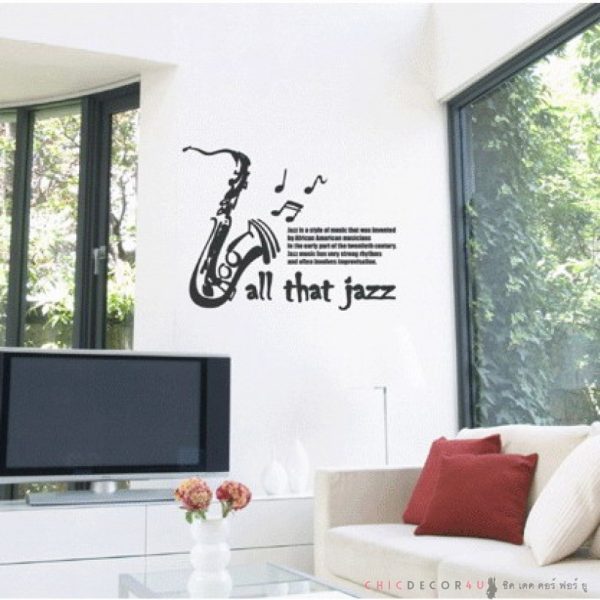 สติกเกอร์ไดคัทสีดำ ลายแซคโซโฟน GSI-016 All that JAZZ