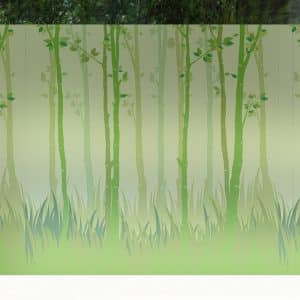 สติ๊กเกอร์ฝ้าลายวิวป่าโปร่งหน้าร้อน รุ่น BSC-606 Summer in Birch Forest กว้าง 90 X สูง 120 ซม
